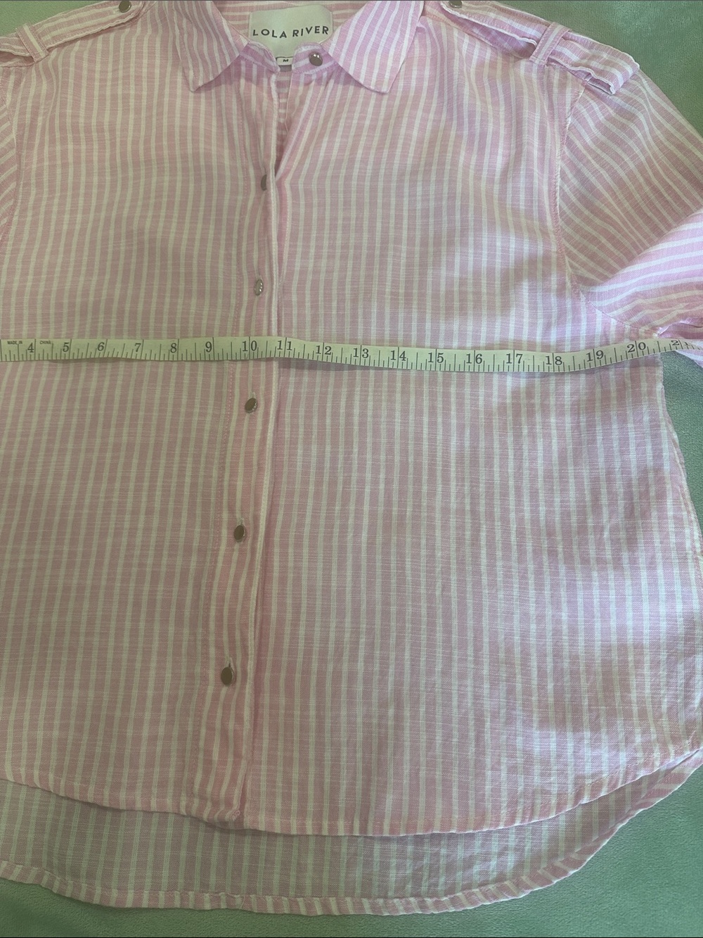 Women's Pink Striped Button-Down Collared Shirt 100% cotton M - Picture 10 of 11